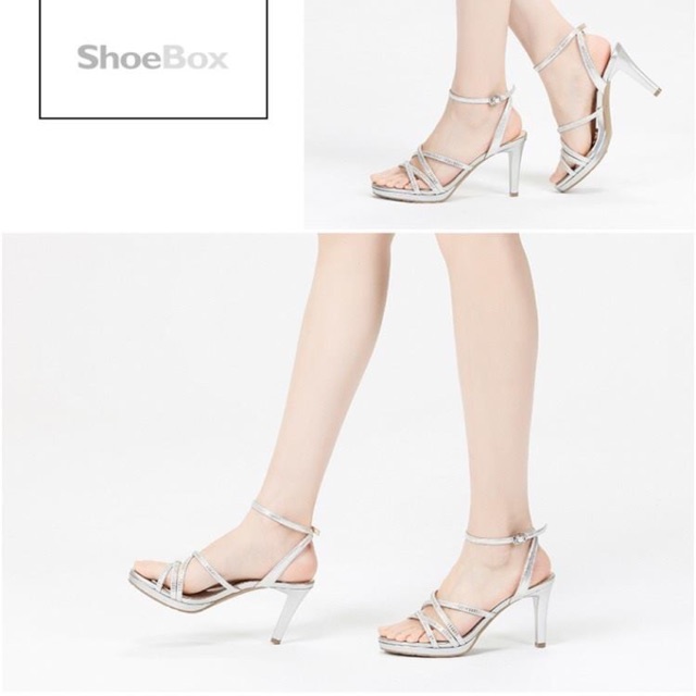 Xả hàng giày hàng hiệu Daphne size 38 : Sandal cao gót da bóng ánh bạc 8,5 phân