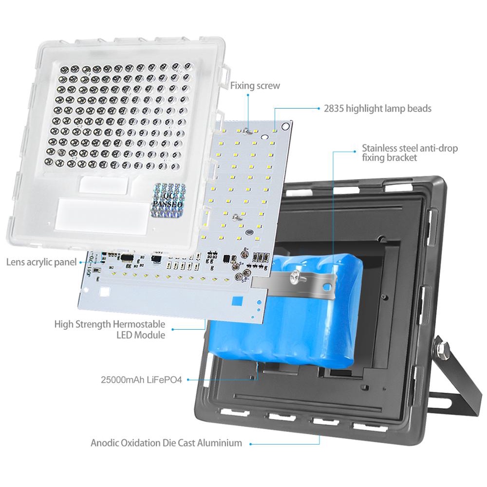 Đèn năng lượng mặt trời  JINDIAN - 7300 Công Suất 300W, Đèn LED siêu sáng bảo hành 30 tháng