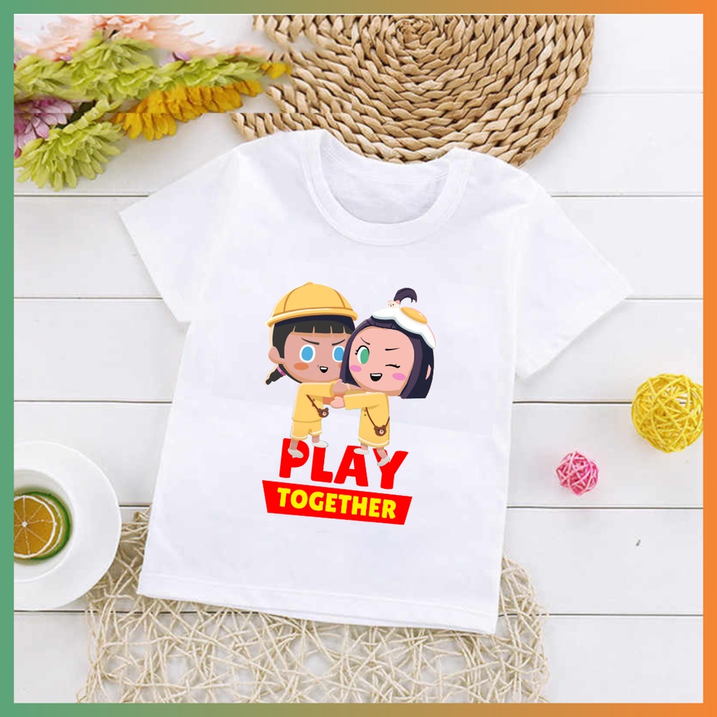 Áo thun màu trắng in hình trang phục trong game Play together cực hot cho bé trai bé gái cực HOT nhều mẫu đẹp