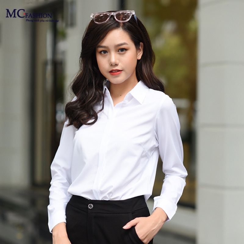 [ Giá Xuất Xưởng ] Áo sơ mi trắng, sơ mi nữ basic, sơ mi trơn chất mịn chống nhăn (kèm video ảnh thật) | BigBuy360 - bigbuy360.vn
