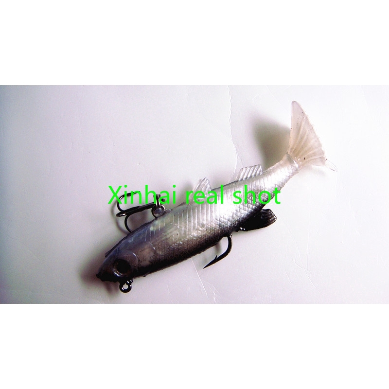 5 pcs / set Black and white lead fish Soft fish tail 14 g 8 cm squid bait line special soft bait