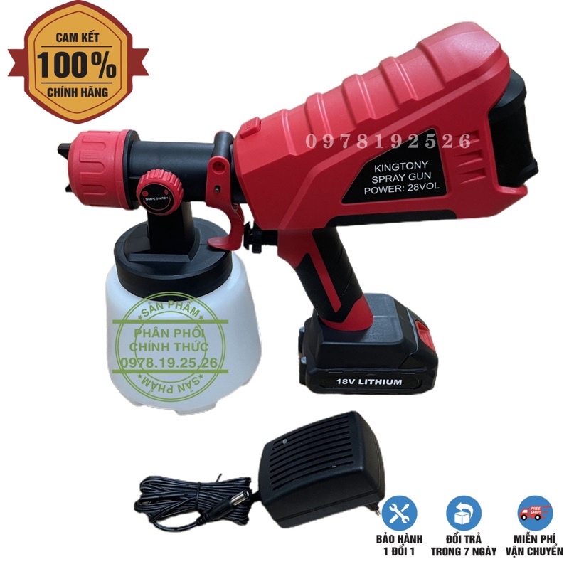 Máy Phun Sơn Cầm Tay Dùng Pin 18V Spray Gun JH09, Chân Pin Makita Thông Dụng