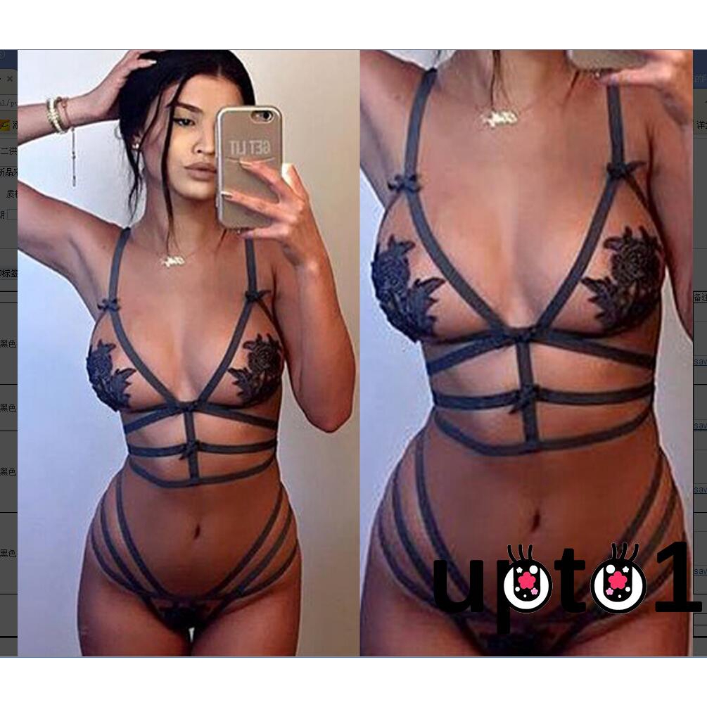 ➹-Women´s Sexy Lace Lingerie Underwear Babydoll Temptation Strappy Black Net twine Bras G-string