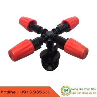 combo 10 béc phun sương 4 hướng cam chân ren 21