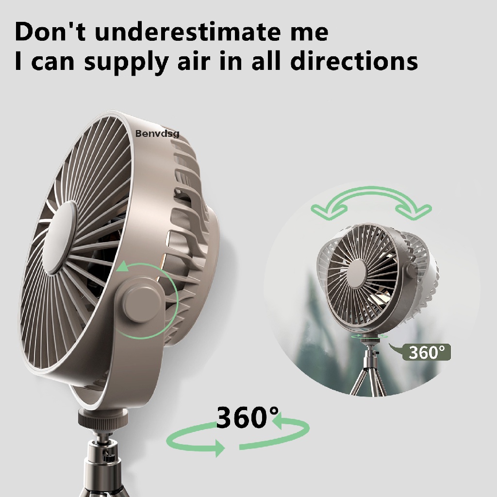 Quạt ba chân cắm trại ngoài trời đa chức năng có thể gắn đèn ban đêm