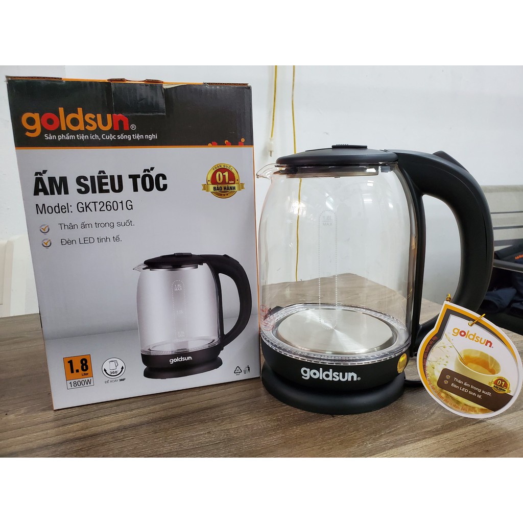 Ấm siêu tốc thủy tinh 1,7L Goldsun GKT2601G