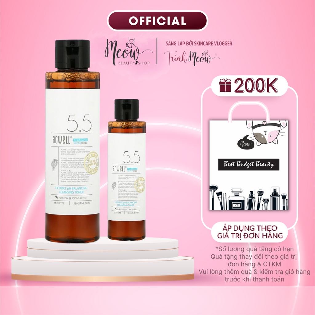 Nước Cân Bằng Acwell Licorice pH Balancing Cleansing Toner Chiết Xuất Cam Thảo 30ml-150ml