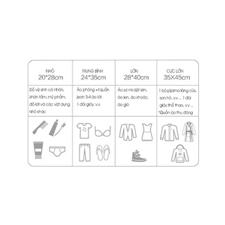 Túi zip đựng quần áo lụa mờ có khóa kéo đủ size