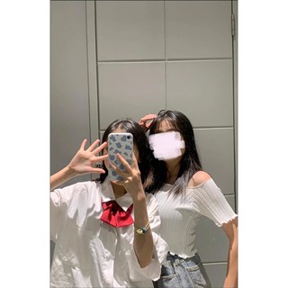 ÁO THUN GÂN MẶC 2 KIỂU(sẵn trắng)