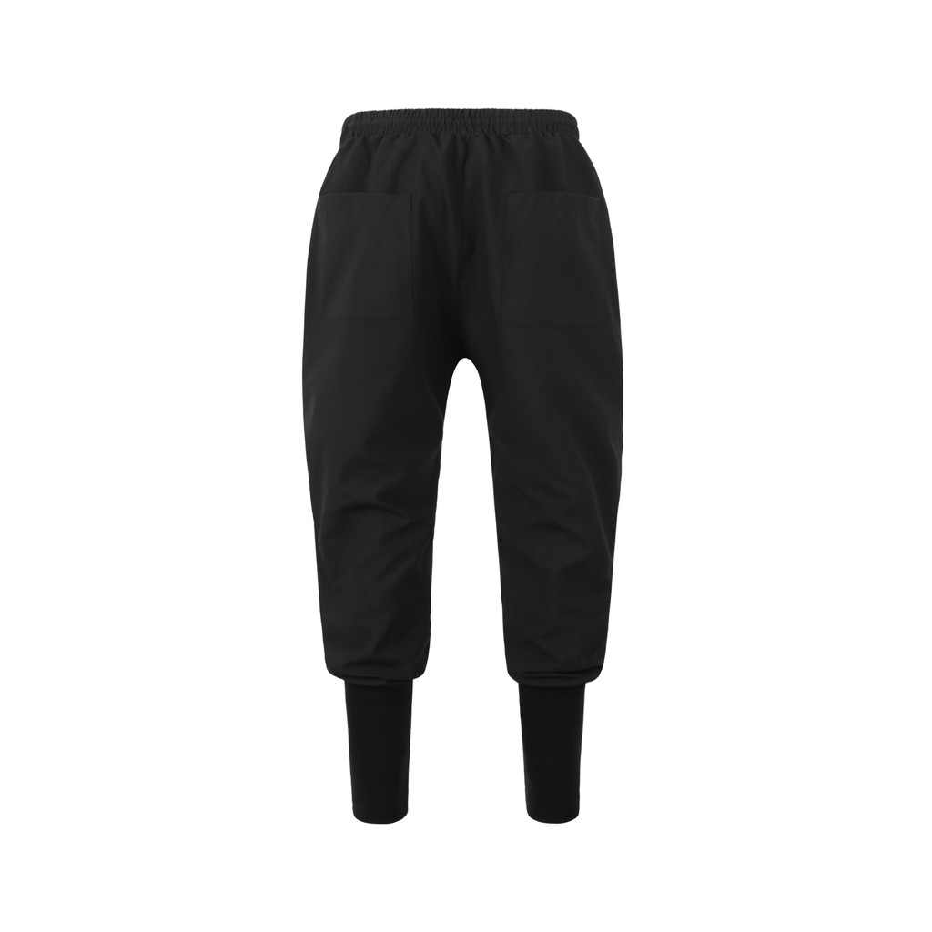 Quần Jogger Màu Đen Chất Liệu Polyester Vải Dù Có Bo Dài Lưng Thun Hai túi Hộp Hai Bên