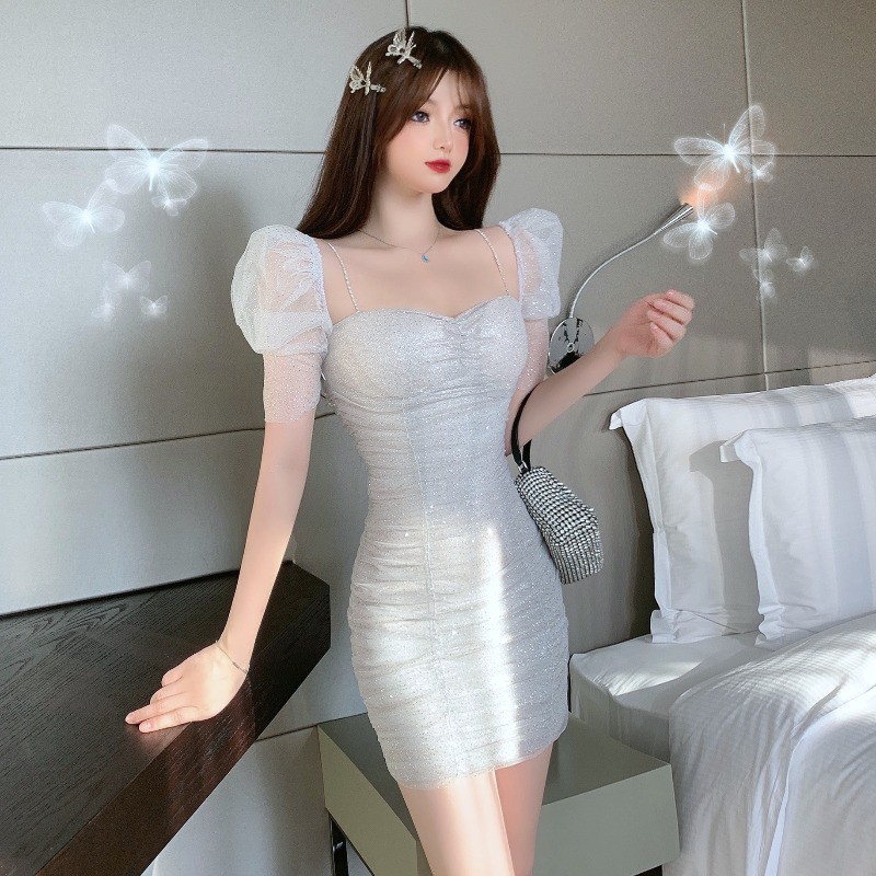 Đầm dáng ôm tay lưới cúp ngực Emilyshop ulzzang
