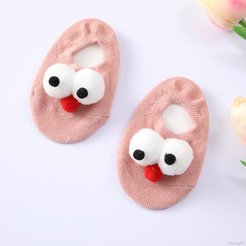 Vớ cotton chống trượt màu trơn in họa tiết hoạt hình dễ thương cho bé sơ sinh