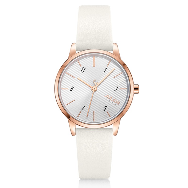 Đồng hồ Nữ Julius JA-1253A - Dây da (Trắng) - Thơi trang năng động