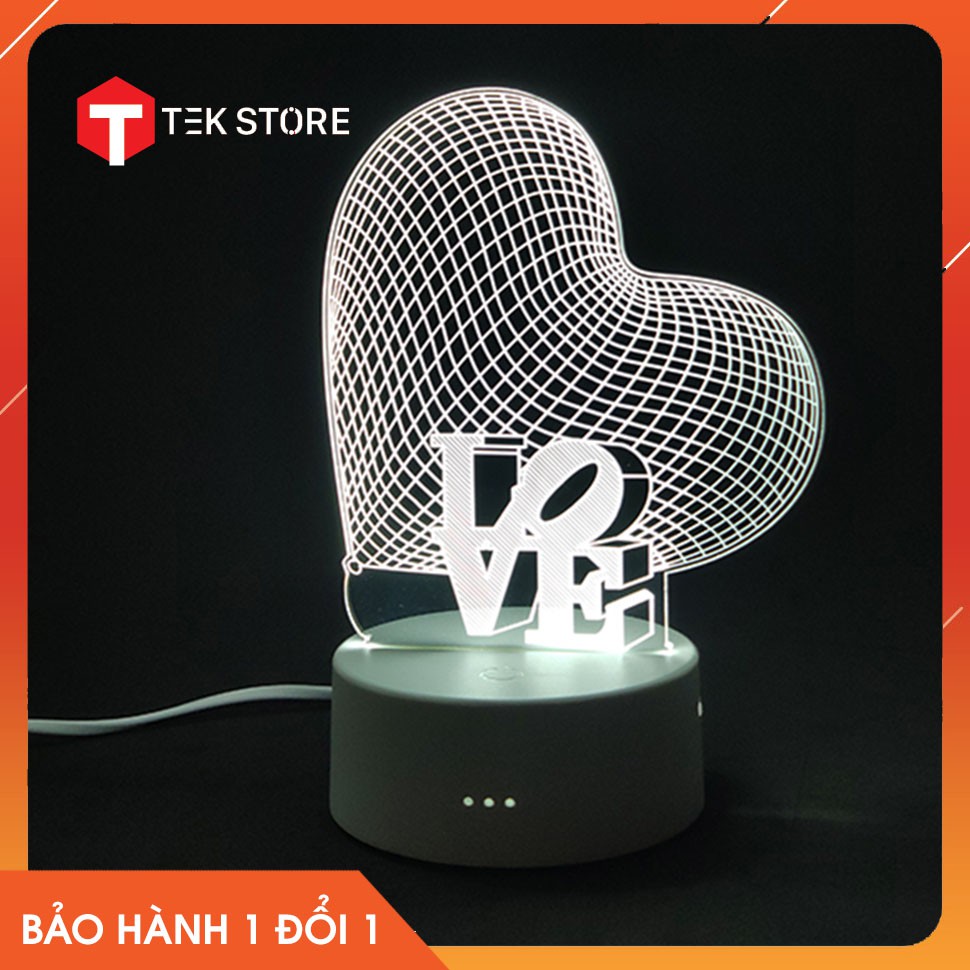 Đèn 3D Trái Tim Love (3 Màu - 7 Màu - 16 Màu Kèm Điều Khiển)