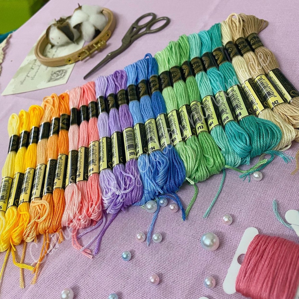 Set 24 Chỉ Thêu Airo Tông Màu Sweet Candy, Chỉ Cotton Chính Hãng Chất Lượng Giá Rẻ