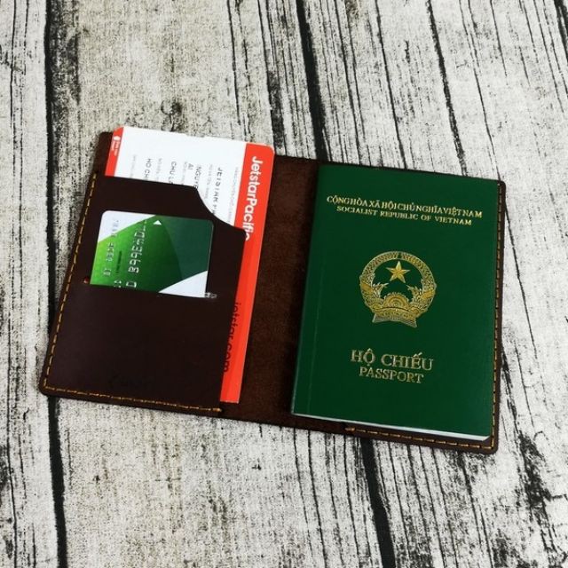 Ví đựng passport da bò, bao đựng hộ chiếu da bò thật 100% handmade BOPVI_DABO PP526
