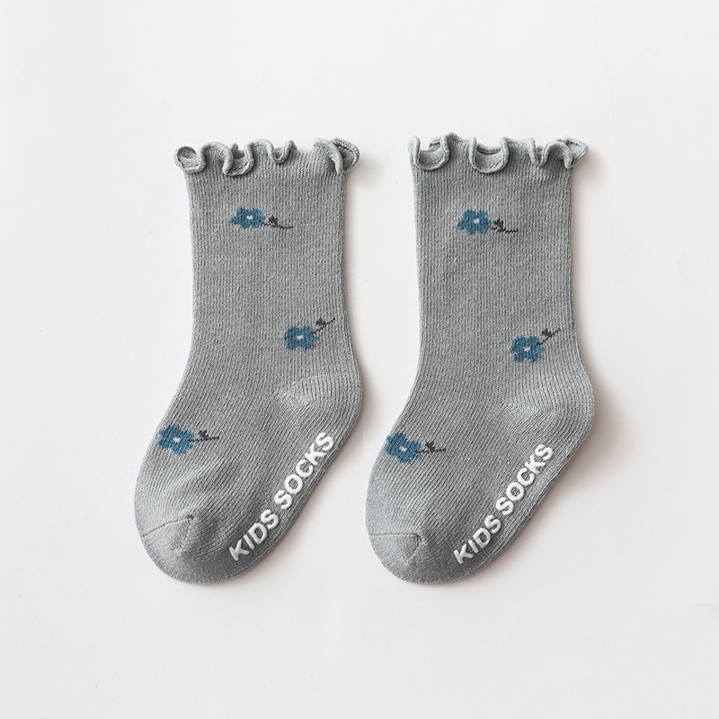 Vớ Cotton Chống Trượt In Họa Tiết Hoa Dành Cho Bé Gái