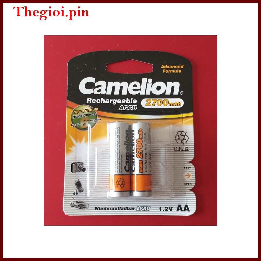 Pin sạc AA Camelion 2700 mAh 1.2V (1 vỉ /2 viên), Pin sạc, 2700 mAh, panasonic