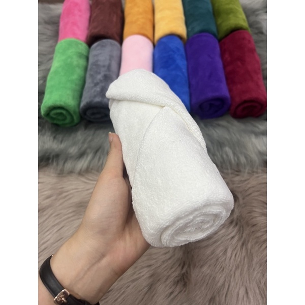 Khăn quấn đầu, khăn gội đầu, trải gối cho spa kt 35x75cm thêu logo theo yêu cầu