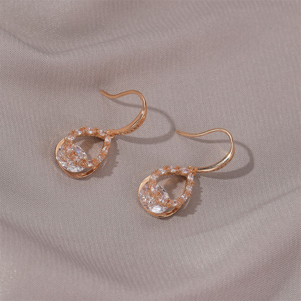 Khuyên Tai Dáng Dài Đính Đá Zircon Phong Cách Hàn Quốc