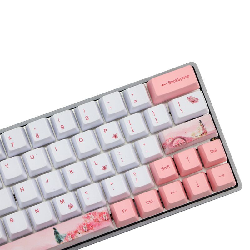 Nút Bàn Phím Cơ Pbt Oem Nhuộm Màu Hoa Anh Đào Dễ Thương Cho Gh60 Gk61 Gk64