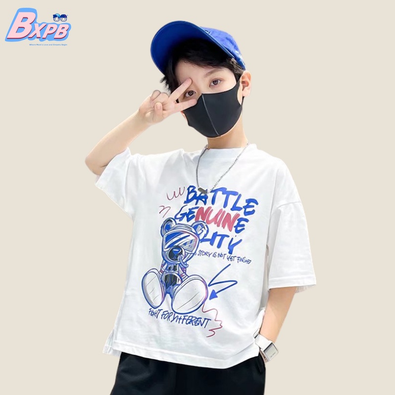 Áo thun BXPB ngắn tay dáng rộng thời trang hè phong cách Hàn Quốc cho bé trai
