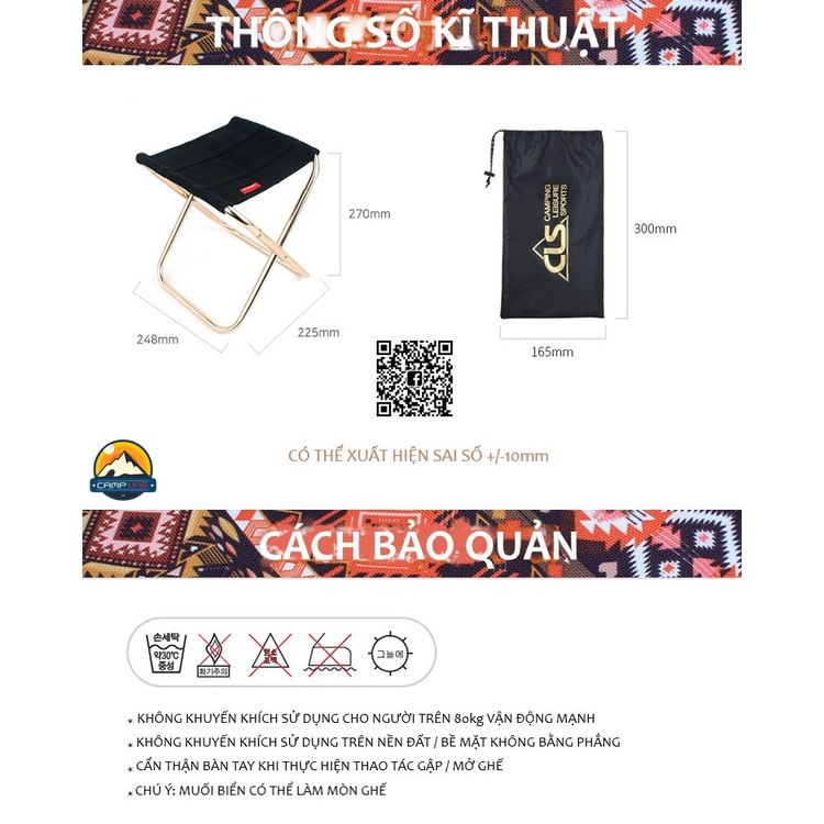 Ghế nhôm siêu nhẹ gấp gọn CLS mini plus du lịch cắm trại câu cá dã ngoại