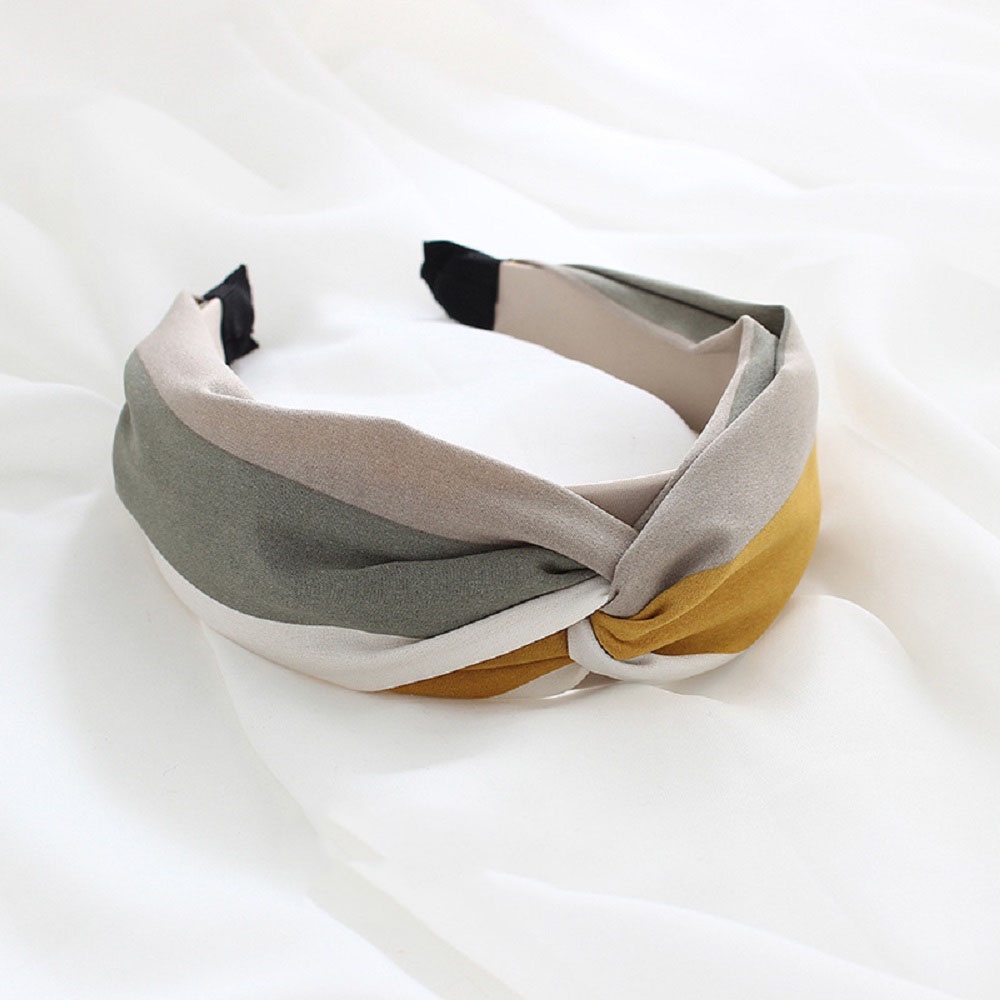 Băng Đô Cài Tóc Bản Rộng Họa Tiết Kẻ Sọc Nhiều Màu Chống Trượt Thời Trang Cho Nữ