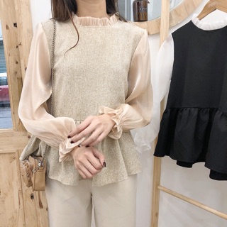 Áo peplum mix voan