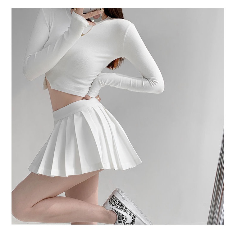 Chân Váy Ngắn Xếp Ly Lưng Cao Màu Trơn Thời Trang Xuân Thu Hàng Mới 2022 Dành Cho Bạn Gái