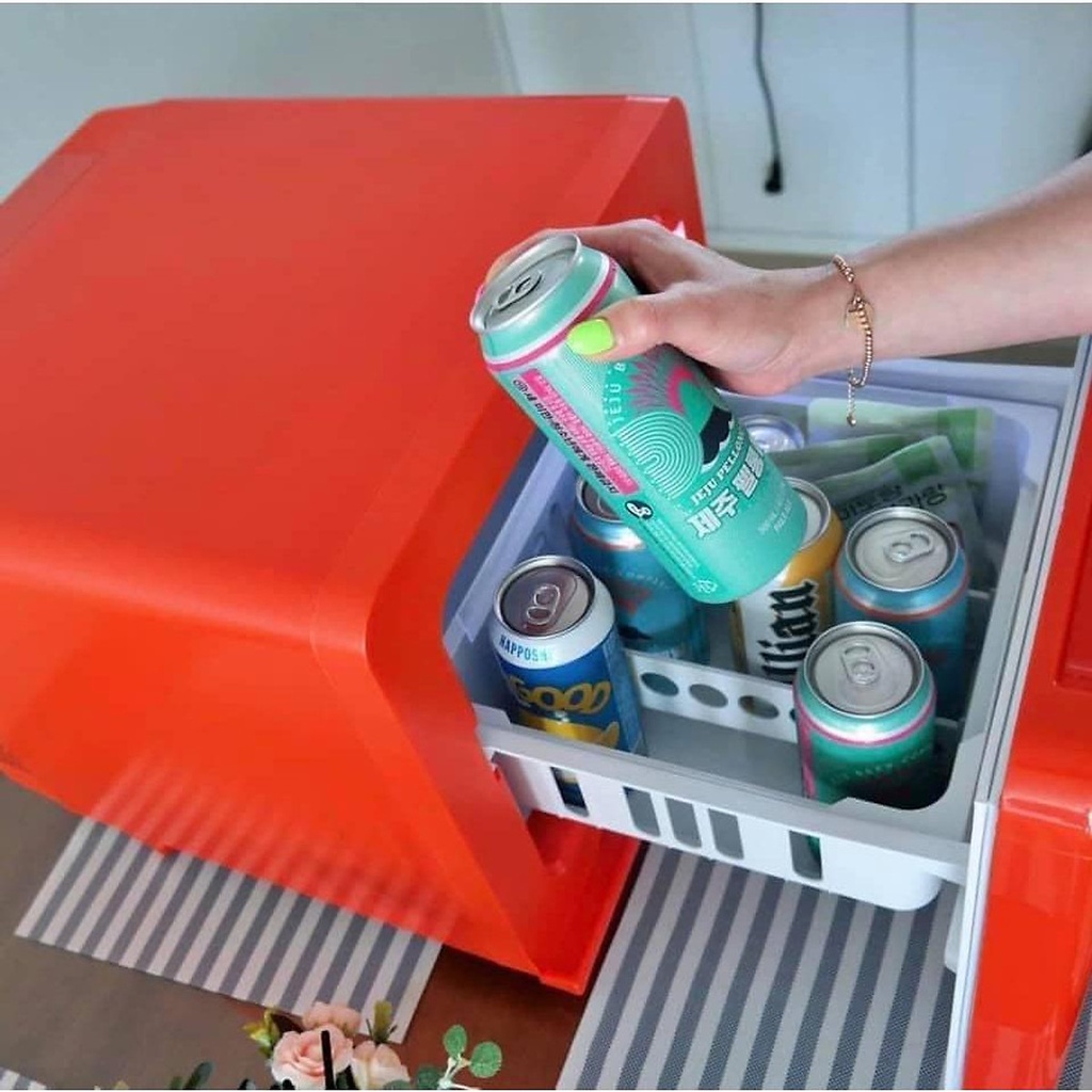 Tủ lạnh mini Olly OLR02 nội địa Hàn siêu xịn, siêu đẹp dung tích 24L cửa kéo ngăn siêu smart