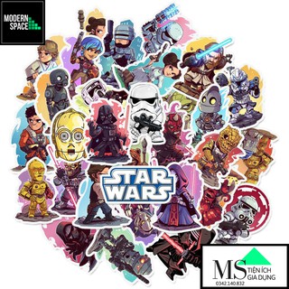 Sticker PVC Hoạt Hình Star War Chiến tranh giữa các vì sao ST-085 - Cả bộ 50 Hình dán Chống nước