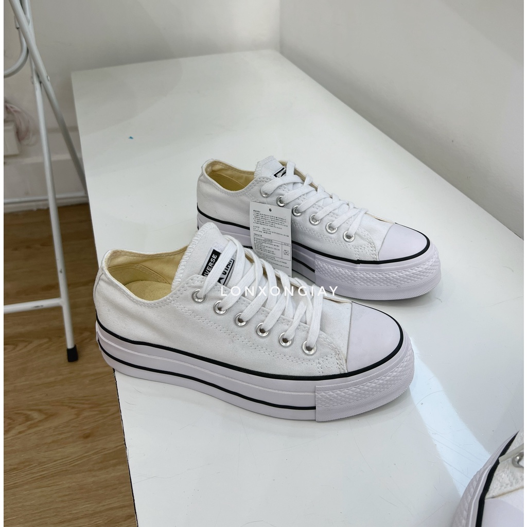 GIÀY THỂ THAO C/V PLATFORMM TRẮNG BẢN CAO/ THẤP CỔ