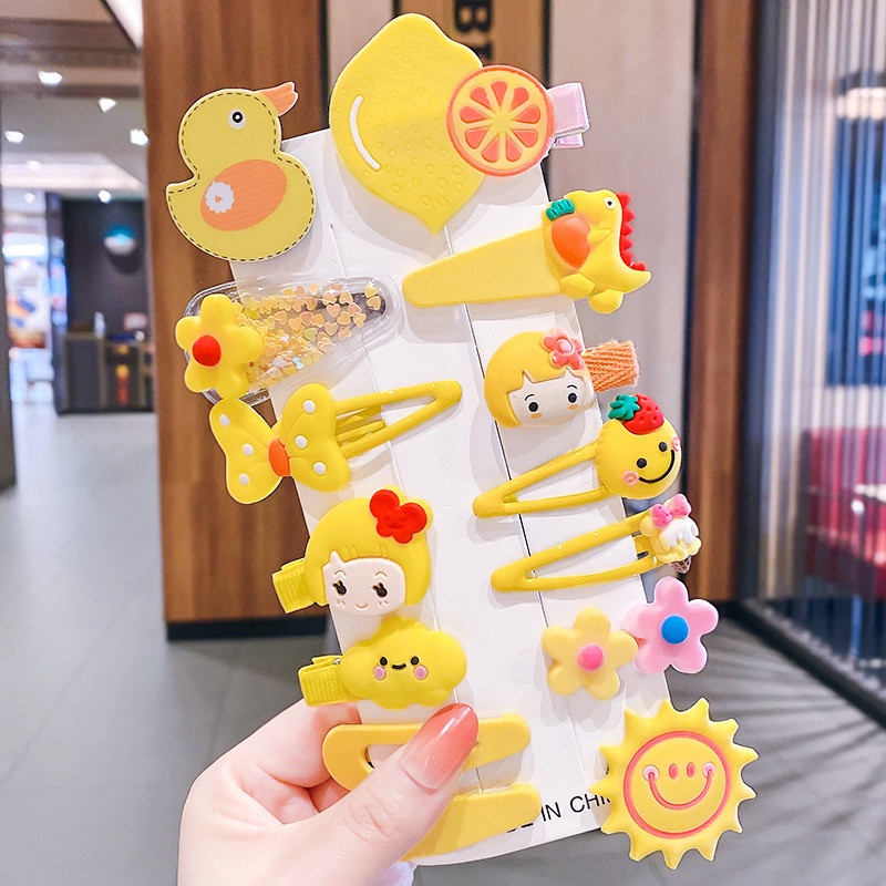 Kẹp tóc, set kẹp tóc cho bé gái, 14 món nhiều họa tiết, đáng yêu, ngộ nghĩnh cho bé gái