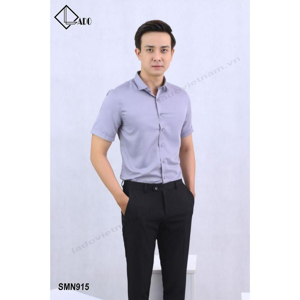 Áo sơ mi trơn ngắn tay màu xám co dãn nhẹ LADO 915