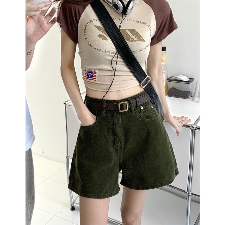 Quần Short Denim Mỏng Dáng Chữ A Lưng Cao Thời Trang Mùa Hè Hàn Quốc Mới 2022 Cho Nữ