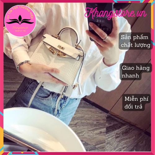 Túi thời trang HM mini size 19,da rắn, sần màu trắng, đen, bò-KHANGSTORE.VN