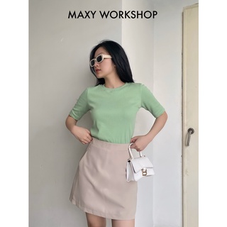 Áo thun nữ ôm dáng Knitted basic tee mint Maxy Workshop