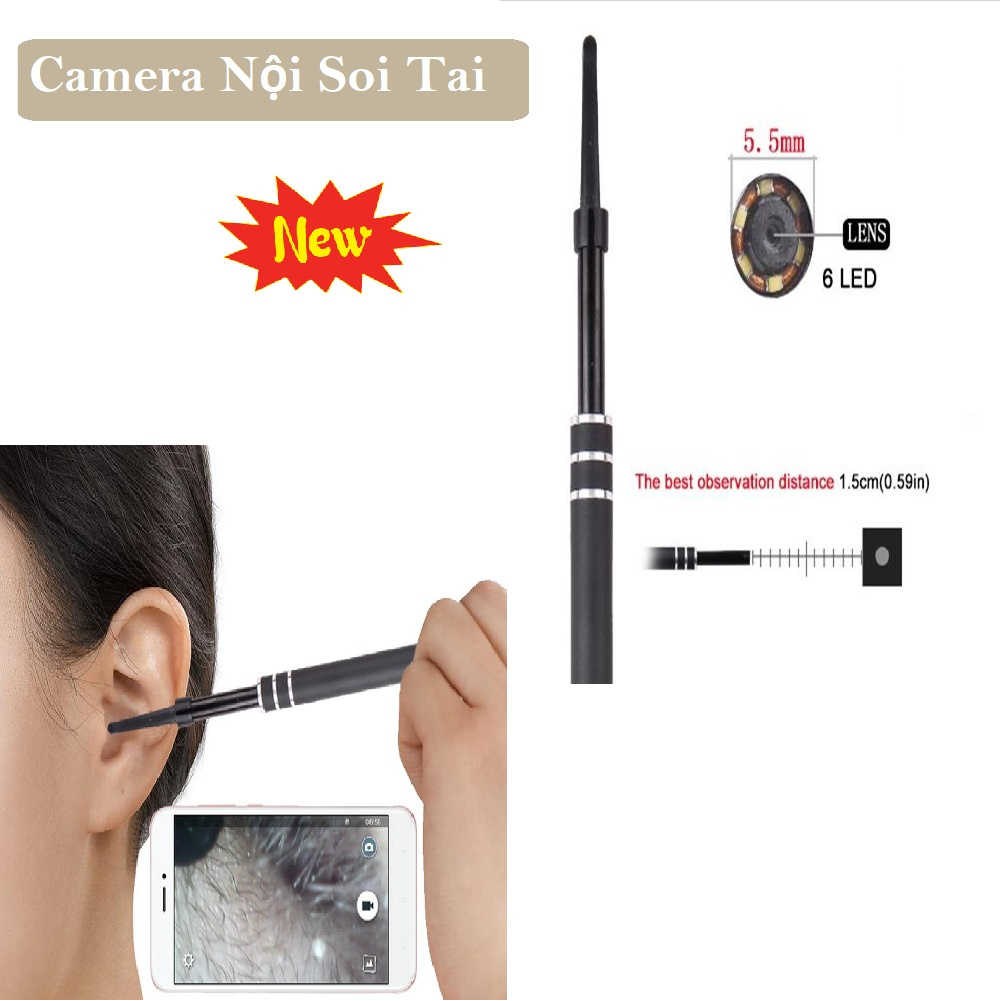 Camera Nội Soi Tai Siêu Nét Đi Kèm Bộ Đầu Lấy Ráy Tai Cho Bé An Toàn Và Tiện Lợi