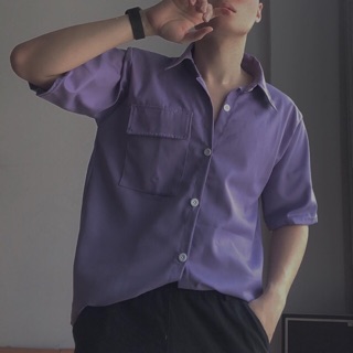 [CÓ SẴN - ẢNH THẬT] Sơ mi tím tay lỡ unisex phong cách ulzzang Hàn Quốc