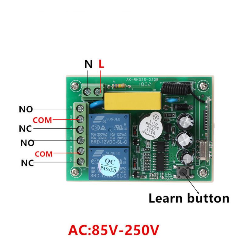 Bộ Điều Khiển Từ Xa Không Dây NAMA 433Mhz AC 220V 2CH