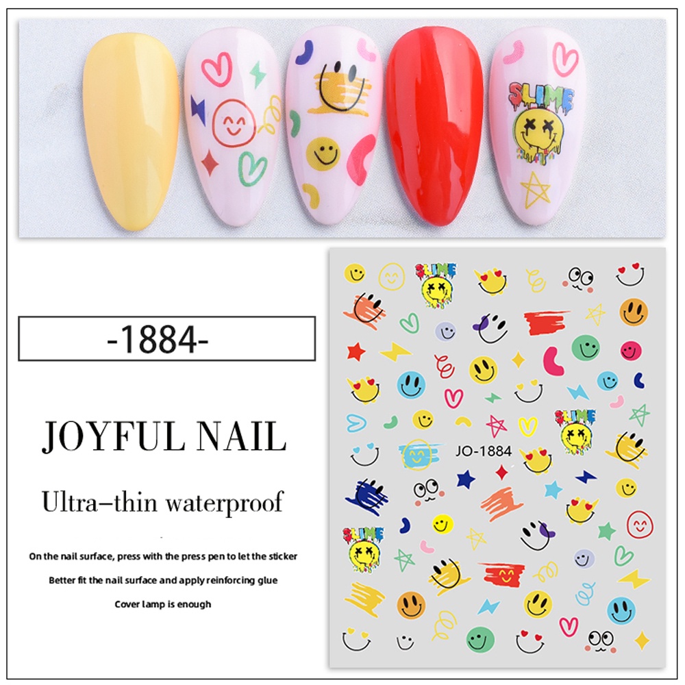 Miếng Dán Trang Trí Móng Tay Họa Tiết Hoạt Hình 3D Dễ Thương Thời Trang Mùa Hè