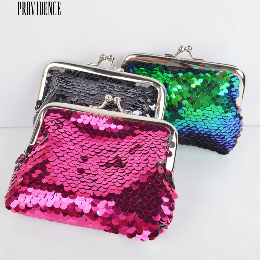Ví đựng tiền xu đính sequin lấp lánh thời trang dành cho nữ