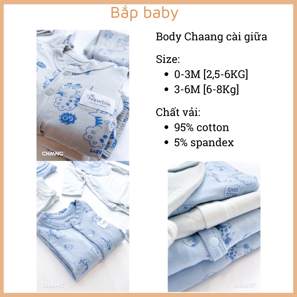 Bộ body cho bé CHAANG sơ sinh dài tay cúc giữa bé trai và bé gái PONY &amp; DINO