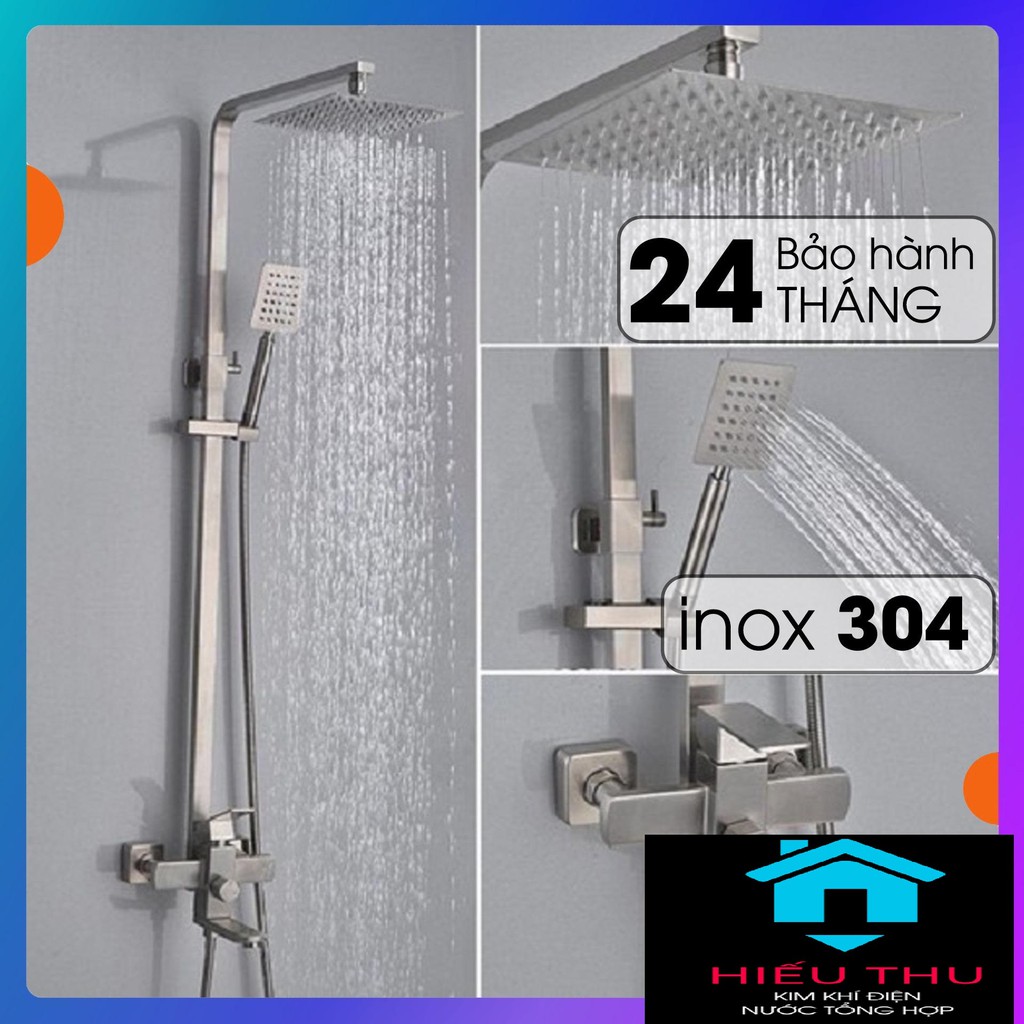 Bộ Sen Cây Tắm Đứng Nóng Lạnh INOX SUS 304 Vuông-Bộ Cây sen Vuông INOX 304 BẢO HÀNH 1 ĐỔI 1 TRONG VÒNG 1 NĂM