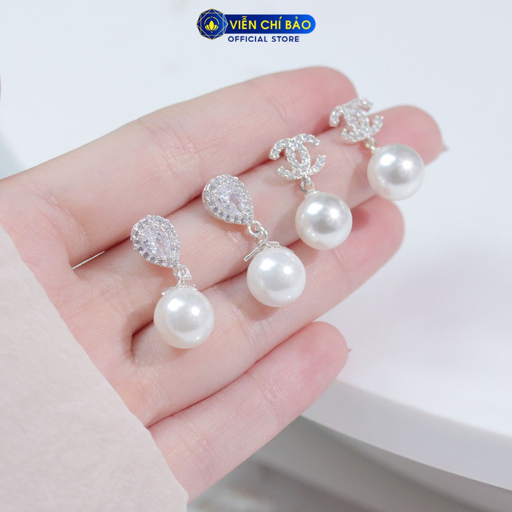 Bông tai bạc nữ đính đá nhiều kiểu dáng chất liệu bạc 925 thời trang phụ kiện trang sức Viễn Chí Bảo