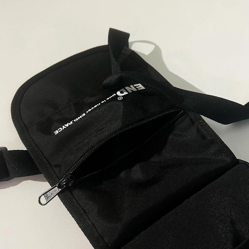 Túi đeo chéo END   thời trang nam nữ đi chơi đi du lich đen ( móc khoá sắt, có in nổi LOGO MINI SHOULDE ENDR