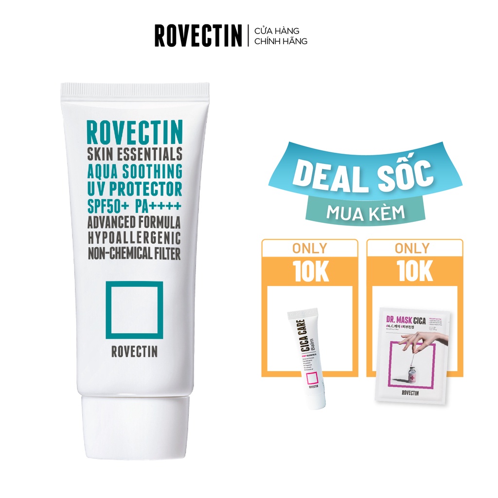 Kem chống nắng vật lý dịu nhẹ ROVECTIN Skin Essentials Aqua Soothing UV Protector SPF 50+ PA++++ 50ml