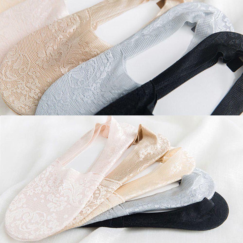 Vớ Thuyền Chống Trượt Phối Ren Cổ Thấp Có 5 Màu Thời Trang Cho Nữ