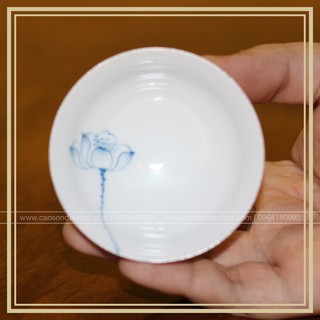 [ẢNH THẬT] Chén trà hoa sen vẽ tay miệng rộng - 50ml